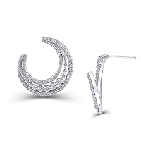 1 Cttw Diamond Crescent Moon Drop Earrings in 14K White Gold (I-J/12-13)