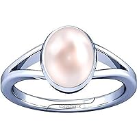 5.25-5.50 Carat Pearl Moti Gemstone Silver Adjustable Ring for Men & Women