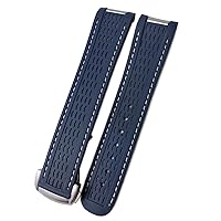 RAYESS 20mm Rubber Silicone Watch Strap Fit For Omega Seamaster 300 AT150 Aqua Terra Ultra Light 8900 Steel Buckle Watchband Bracelets