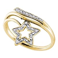 The Diamond Deal 10kt Yellow Gold Womens Round Diamond Star Bypass Band Ring .03 Cttw