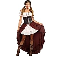 Adult Womens Saloon Girl Costume, Western Saloon Gal Authentic Halloween Costume