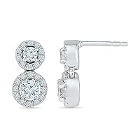 DGOLD TOGETHER US DIAMOND COLLECTION 10 KT White Gold Two Stone White Round Diamond Fashion Earring (1.00 Cttw)
