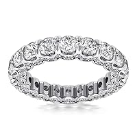 4.18 ct Ladies Round Cut Diamond Eternity Wedding Band (Color G Clarity SI-1) in 14 kt White Gold