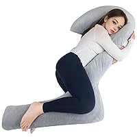 SAHEYER Side Sleeper Pillows for Adults, Memoery Foam Cuddle Pillow, Swan Pregnant Pillow for Women, 3-Shaped Long Body Pillow Support Pregnancy - for Back, Hips, Legs, Belly for Adults (Grey)
