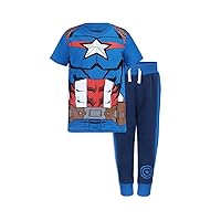 Marvel Avengers Boys’ Captain America, Thor, Hulk or Iron Man T-Shirt and Jogger Set for Toddler and Little Kids
