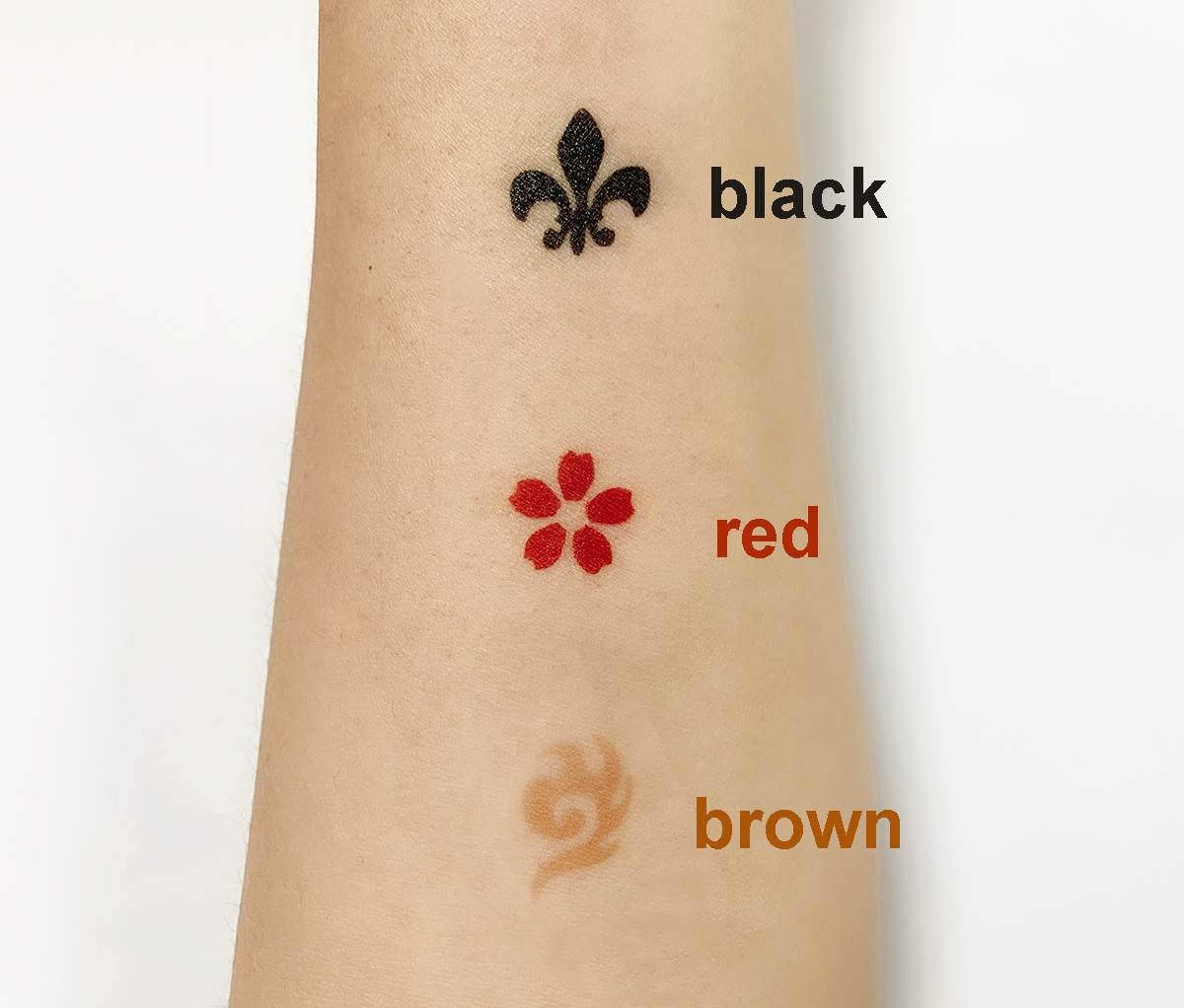 Charmark Jagua Gel Temporary Tattoo Kit for Women Men Kids, Semi Permanent Tattoo Ink Summer Trend Art Painting DIY Fake Freckles 84 Pcs Tattoo Stencils - Full Kit 3 Colors (Black+Red+Brown)