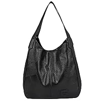 Totes Black Handbags, Large Capacity Soft Leather Tote Bag, Zipper Womens Handbag, Waterproof Black Shoulder Bag for Shopping Work School Travel