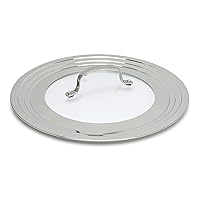 Goodful Universal Lid for Pots, Pans and Skillets, Tempered Glass Steam Vented, Graduated Rim Fits 9.5