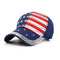 American Flag Baseball Cap Sparkle Rhinestone USA Flag Deim Hip Hop Hat