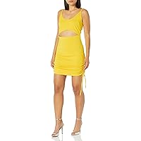 BCBGeneration Women's Fitted Spaghetti Strap Bowl Neck Cutout Mini Dress with Side Drawstrings