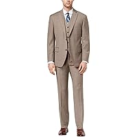 Michael Kors Mens 3 Piece Birdseye Two Button Formal Suit brown 48 Long / 42W x UnfinishedL