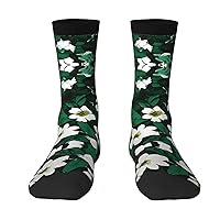 YQxwJL Mid-Calf Socks for Men Women,Funny Socks,Winter Warm SocksBriefs-& Sports Hunter Green Floral Petals Pattern