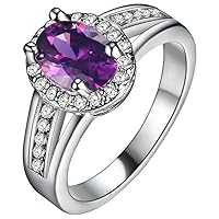 Uloveido Red CZ Crystal Halo Statement Rings Women Fashion Silver Plated Jewelry PJ139