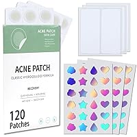 Acne Pimple Patches for Face, Hydrocolloid Acne Cover Patch Cute Star Heart Shape, Large Pimple Patch for Zit Breakouts and Blemish Spot Stickers 120 Pack
