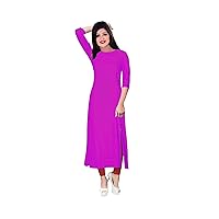 Pink Color Women's Long Dress Ethnic Indian Kurti Frok Suit Maxi Dress Plus Size