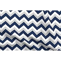 Spoonflower Fabric - Sea Chevron Blue Navy Coastal Zigzag Beach Printed on Denim Fabric Fat Quarter - Bottomweight Apparel Home Decor Upholstery
