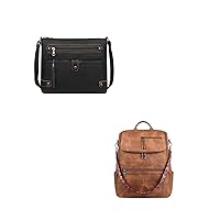FADEON Large Crossbody Purses for Women and leather Laptop Backpack