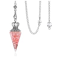 Jovivi Natural Rose Quartz Crystal Pendulums for Divination Dowsing 6 Facted Crown Hexagonal Pointed Resin Chip Stones Healing Reiki Chakra Gemstone Pendulum Pendant Wiccan Witchcraft