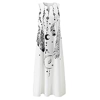 Maxi Dress for Women,2024 Spring Summer Trendy Floral Print Sundress,Casual Loose Sleeveless V Neck Tank Flowy Boho Dress