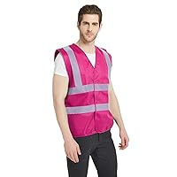 Industrial Safety Vest with Reflective Stripes, ANSI/ISEA Class 2-Hot Pink-2XL