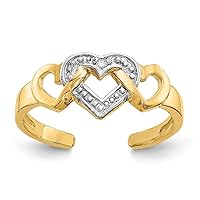 10k Rhodium Diamond Love Heart Toe Ring Measures 1mm Wide Jewelry for Women