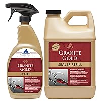 Granite Gold Water-Based Sealer Spray Protection for Granite, Marble, Travertine, Natural Stone Countertops, 64 Fluid Ounces and 24 Fluid Ounces