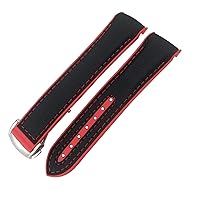 Rubber Nylon Leather Watchband 20mm 22mm 19 21mm for Omega Seamaster GMT Planet Ocean Diver 300 Orange Silicone Watch Strap (Color : Red, Size : 22mm)