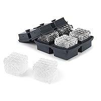 W&P Crystal Ice Tray, Perfect Etched Large Cubes, Slow Melting for Whiskey and Cocktails, Food Grade Premium Silicone, Dishwasher Safe, BPA Free Charcoal