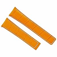 Ewatchparts 19MM LEATHER BAND STRAP COMPATIBLE WITH TAG HEUER CARRERA CV2110 TWIN TIMEWATCH ORANGE WS