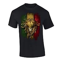 Fantasy Rasta Lion Graphic Short Sleeve Adult T-Shirt-XXL Black