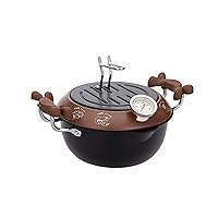 Tempura Frying Pot, Japanese Style 2.5L Mini Nonstick Deep Fryer Pan with Thermometer, Lid, Oil Drip Drainer Rack for Chicken French Fries Fish and Shrimp,Brown
