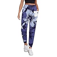 Hawaii Flowers Women's Sweatpants Casual Lounge Jogger Pant Soft Workout Pants with Pockets