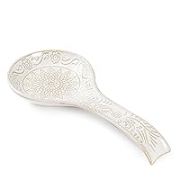 Ceramic Spoon Rest, 9 Inches Large Spoon Holder for Kitchen Counter, Kitchen Accessories, Dishwasher Safe, White