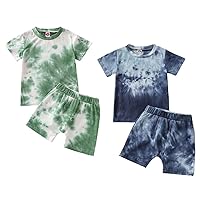 Toddler Baby Boy Summer Outfits Clothes Tie Dye Shirt and Short Set for Boys 4-Piece 6-9 Months