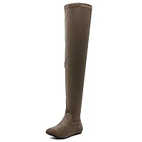 Women's Thigh High Flat Boots Stretchy Drawstring Tie Fashion Over The Knee Boots