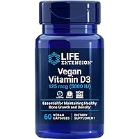 Life Extension Vegan Vitamin D3, Joint/Bone Health, Immune Support, Non-GMO, Gluten Free, 60 Count