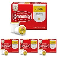 Community Coffee Coffee & Chicory 12 Count Coffee Pods, Medium-Dark Roast, Compatible with Keurig 2.0 K-Cup Brewers, 12 Count (Pack of 4)