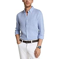 Michael Kors Mens Linen Long Sleeves Button-Down Shirt Blue XXL