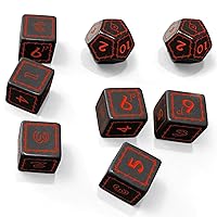 Free League Publishing: The One Ring: Black Dice Set - 8 Engraved Dice, Black with Red Numbers, Tabletop Roleplaying Game Accessory, Lord of The Rings