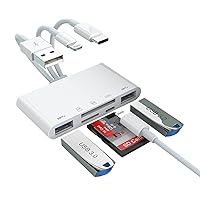 [Apple MFi Certified] 5-in-1 iPhone Memory Card Reader, USB OTG Adapter & SD/TF Card Camera Viewer for iPhone/iPad/PC/Android/Camera/USB C & A Devices, Supports SD/Micro SD/SDHC/SDXC/MMC Plug and Play