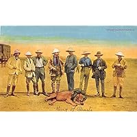 Viewing The Carcass Lion Was Killed By Hunting Party Postcard