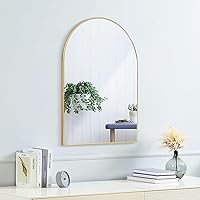 24x16 Arch Mirror Rectangle Wall Mounted Metal Frame Mirrors for Entryway Bedroom Bathroom Living Room 24 16 inch Gold