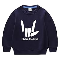 OYLIE Kids Girls Share the Love Cotton Pull Over Tops,Long Sleeve Hoodie Casual Round Neck Sweatshirt for Boys