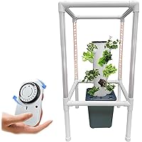 Hydroponics Growing System 25 Pods Hydroponics Tower with LED Grow Light Vertical Herbs Garden Planter, Plant Germination Kit Aeroponics Growing Kit with Hydrating Pump, Adapter, Net Pots, Timer*1