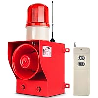 Remote Control Alarm Siren 2000m 130dB Sound Light Alarm Outdoor Industrial Security Siren Horn Alarm Waterproof Emergency Strobe Warning Light Tone Volume Adjustable AC380V