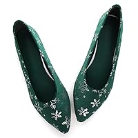 LUXINYU Christmas Shoes Plaid Snowflake Flat Shoes Women's Shallow Ballet Flats Comfortable Slip On Loafers Large Size