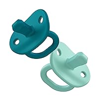 Boon JEWL Biometric Silicone Baby Pacifier - 0+ Months - Blue - Comfortable Silicone Orthodontic Baby Pacifiers with Soothing Gem Shaped Nipple - 2 Count
