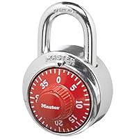 Master Lock 1504D Locker Lock Combination Padlock, 1 Pack, Red