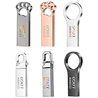 8GB 20 Pack Custom Personalized USB Flash Drive, Metal Thumb Drive with Keychain Design, Customized with Your Logo/Name/Text as Gift Waterproof USB 2.0