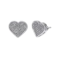 0.23 Cttw Round Cut White Natural Diamond Heart Shape Stud Earrings 10k Solid White Gold (G-H Color, I Clarity, 10 MM)